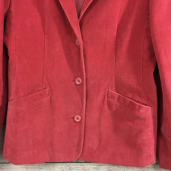 LL Bean Corduroy Blazer Jacket Rose Pink Lined Women's Petite 8 - Picture 3 of 8